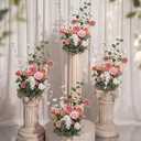 Giegxin 4 Pcs Free-Standing Wedding Aisle Artificial Flowers Rose Walkway Floral Arrangements Chair Decorations for Ceremony Decor Wedding Reception Church Backdrop Outdoor(Pink)