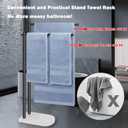 Livabber Standing Towel Rack, 304 Stainless Steel 2-Tier Towel Holder Stand with Marble Base, Modern Stylish Tall Shower Towel Bar for Bathroom Accessories, Pool（Black）