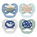 Dr. Brown's Advantage Glow-in-The-Dark Baby Pacifier, Fully Symmetrical Soother with Soft Silicone Bulb, Blue Sunrise-Blue Ocean, 0-6m, BPA Free, 4 Pack