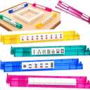 Mahjong Racks with Pushers, 4 Pack Clear Acrylic Mahjong Racks for American Mahjong, Non-Slip Integrated Tile Holder with Pushers, Ready to Use Mahjong Accessories, Blue Green Yellow Pink