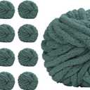 SUNTQ 8 Pack Chunky Chenille Yarn for Crocheting, Bulky Thick Fluffy Yarn for Hand Knitting Blank0et, Soft Plush Knitting Yarn for Cushions, Pet Bed,Home Decor, Sage Green(32 yds,8.8 oz Each Skein)