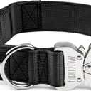 Mighty Paw Tactical Dog Collar for Large Dogs - Heavy Duty Collar with Metal Buckle and Control Handle, Premium Grade Weatherproof Polyester, Large Dog Collar in Large for Medium to Large Pets -Black
