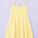 SOLY HUX Women's Summer Cami Sun Dress A Line Tie Shoulder Y2k Cute Casual Short Mini Beach Babydoll Dresses (Yellow, XS)