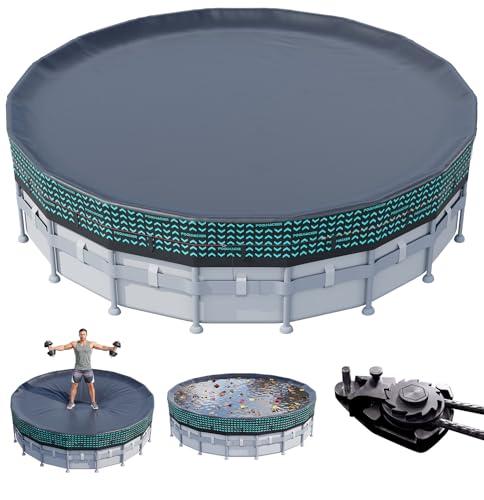 POOLHACKER 550D Heavy-Duty 18 ft Round Pool Cover for Above Ground Pools