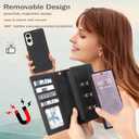 TwoHead for Samsung Galaxy S25 Edge Wallet Case with Card Holder, Detachable Magnetic Phone Case for S25 Edge,PU Leather All-Round Protective Phone Cover with Wrist Strap,6.7 in,Black