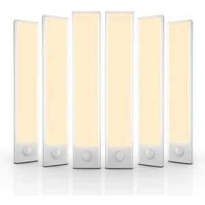 6 Pack Under Cabinet Lights Wireless, 32 LED Motion Sensor Light Indoor Rechargeable Magnetic Closet Lights Battery Operated, Under Counter Lights for Kitchen, Wardrobe, Stairs, Warm Light