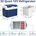 Megiu Car Refrigerator Portable 12V Fridge 32 Quart 12 Volt Freezer Compressor Cooler 12V/24V DC 110240 V AC for Truck Van RV Camper SUV and Home Use