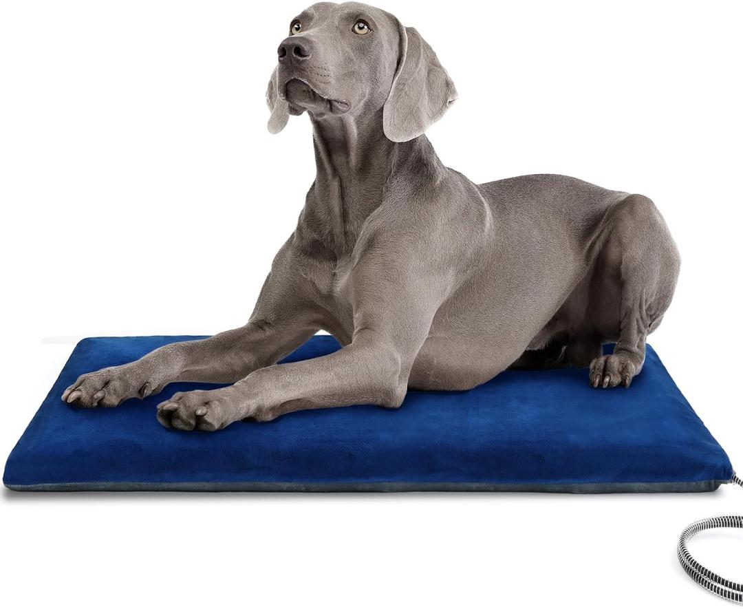 Pecute Outdoor Pet Heating Pad, Automatic Inflatable Dog Heating Pad with Chew Resistant Cord, IPX7 Waterproof, Warming Cat Heating Pad Outdoor Indoor Pet Heating Pads for Dogs Cats, Washable Cover (47.2"L x 27.5"W x 0.5"Th)