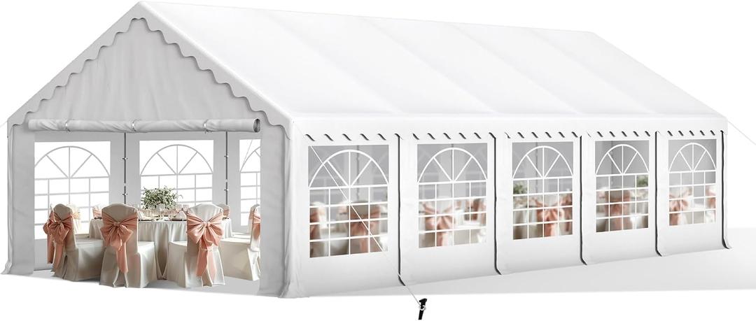 Sophia & William 16x32 Party Tents, Heavy Duty Event Tent for Parties
Outdoor Canopy Wedding Large Waterproof Patio Commercial Backyard Shelters with Removable Sidewalls for Backyard,White