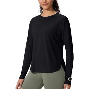 Women's Sun Shirts UPF 50+ Long Sleeve Uv Protection Shirts Lightweight Quick Dry SPF Clothing Outdoor Hiking Tops (Black, M)