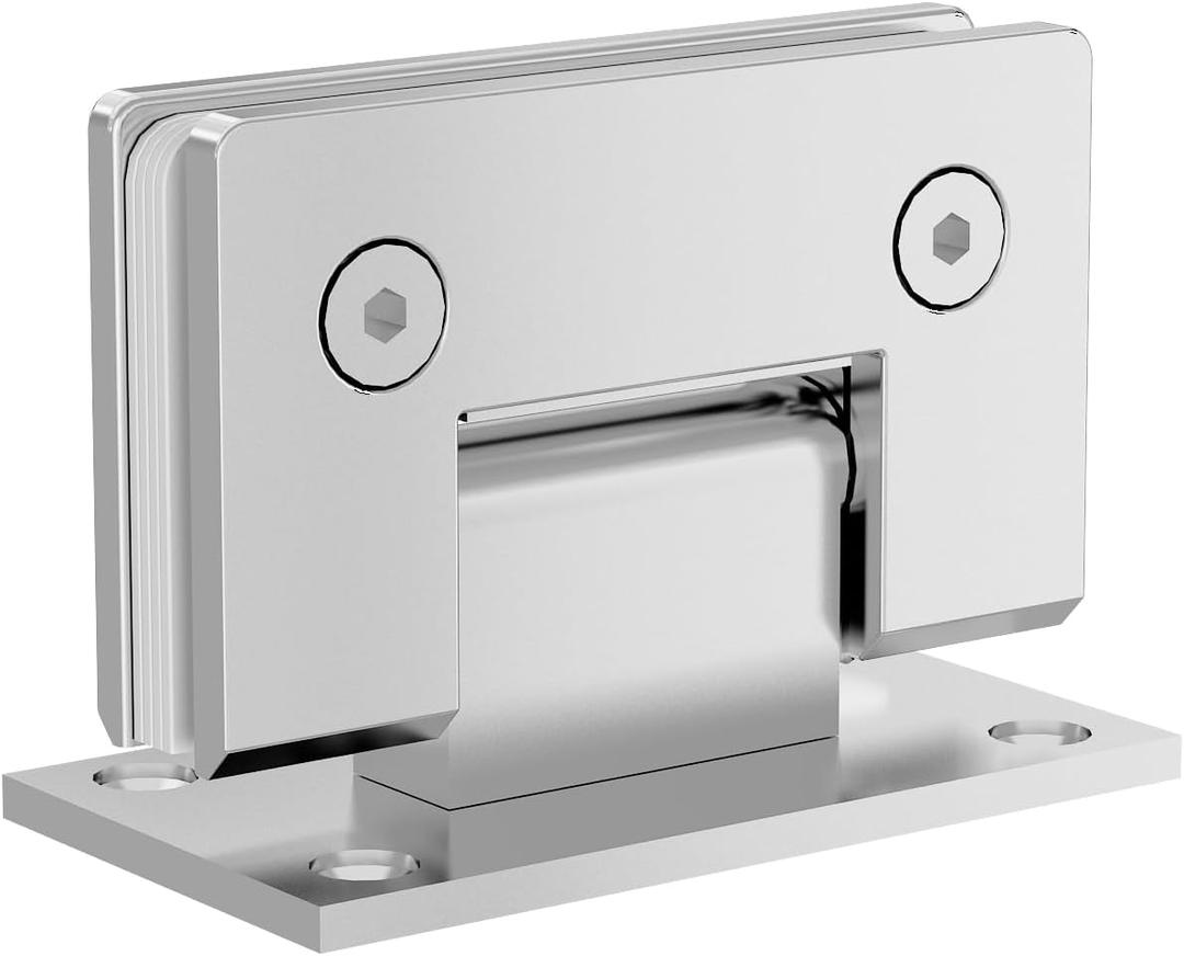 Polished Chrome 90 Degree Glass Shower Door Hinges, Heavy Duty Stainless Steel, 1 PCS, Fits 1/4" to 1/2" Glass, 55 lbs Capacity