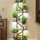 Plant Stand Indoor with Grow Light,63" Tall Plant Shelf w/ 4-Head Grow Lights,Corner Plant Stands for Multi Plants,6 Tiered Large Plant Holders,Metal S-Shaped Plant Rack for Home Office Patio