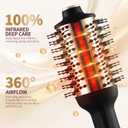 HIPPIH Infrared Blow Dryer Brush - 4 in 1 Hair Dryer Brush for Anti-frizz Drying & Styling, Negative Ionic Women Blowout Hot-Air Hair Brushes with Oval Barrel for Smooth, Salon-Style Volume