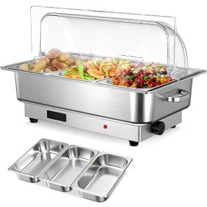 Garvee Electric Chafing Dish Buffet Set, 3 × 3 QT Roll Top Food Warmer
