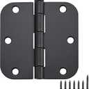 Ravinte 18 Pack Matte Black Door Hinges 3.5"x 3.5" Door Hardware Controls Rounded 5/8" Radius Corners Interior Door Hinges, Steel Bifold Residential Standard Black Hinges 3.5" for Interior Doors