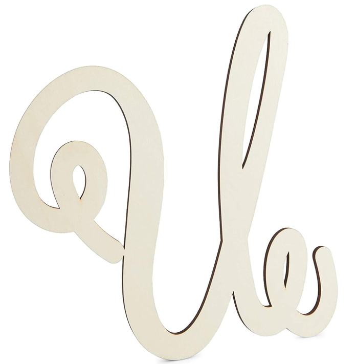 18" Marcella Unfinished Wood Initial Monogram Letter U (Sizes 12"-30")