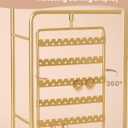 Lolalet Jewelry Organizer Stand, No Assembly Needed Display Storage with Rotating Earring Holder and Velvet Ring Tray for Necklace Bracelet Studs,Christmas Gifts Room Dorm Decor for Teen Girls -Gold
