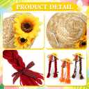 3 Pcs Thanksgiving Porch Goose Wigs Porch Goose Outfit DIY Cute Lawn Statue Braid Grass Hat Wig Decoration Costume Accessories for 23 Inch Outdoor Garden Patio Yard Decoration