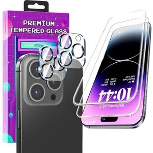 QSEVNSQ 2 Pack Tempered Glass Screen Protector for iPhone 16 Pro [9H Hardness] Anti-Fingerprintr Smooth Touch Feel with 2 Pack Camera Lens Protector for iPhone 16 Pro