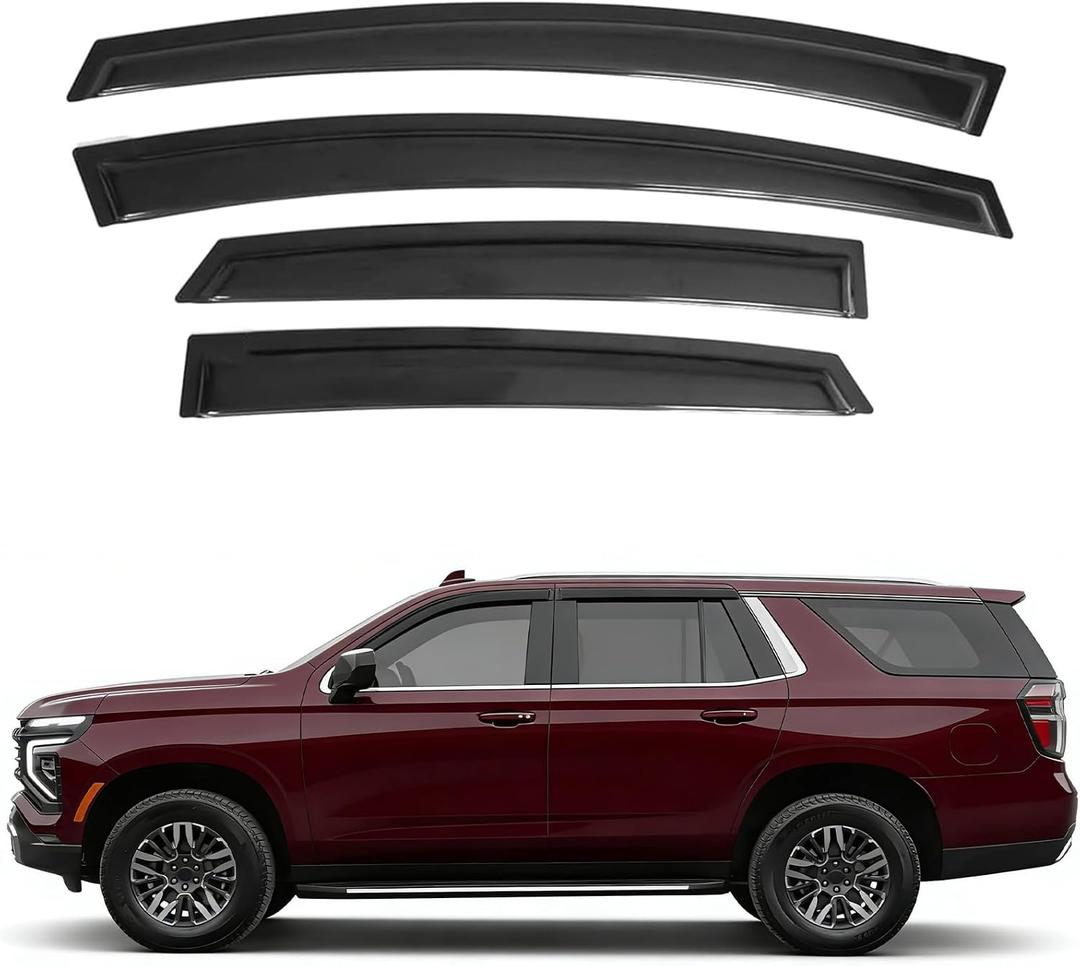 Tape On Outside Mount Window Visors Rain Guards Fit for 2021-2026 Chevy Tahoe GMC/Yukon/Cadillac Escalade,4pcs Smoke Tinted Vent Shade Deflectors