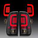 For 2008-2016 Ford F250 F350 F450 Tail Lights Rear Lamp Assembly, Red Inner C-Tube Led Replacement Brake Lamp Taillight Clear Lens Black Housing