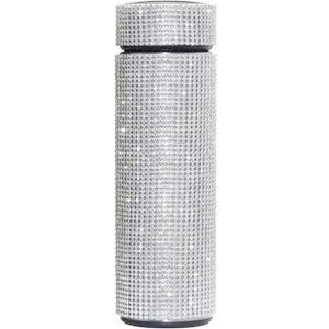 INSTOME 17oz Diamond Insulated Water Bottle  Sparkling Rhinestone Thermos for Women, Stainless Steel Bling Glitter Cup, Hot/Cold Retention, Leakproof & Stylish Daily Companion (silver, 17oz)