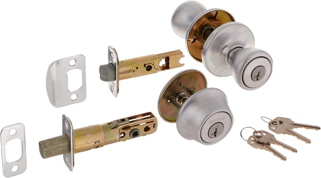 Kwikset 690T 26D SMT RCAL RCS 690 Tylo Keyed Entry Knob And Single Cylinder Deadbolt Combo Pack Featuring Smart Key, Satin Chrome