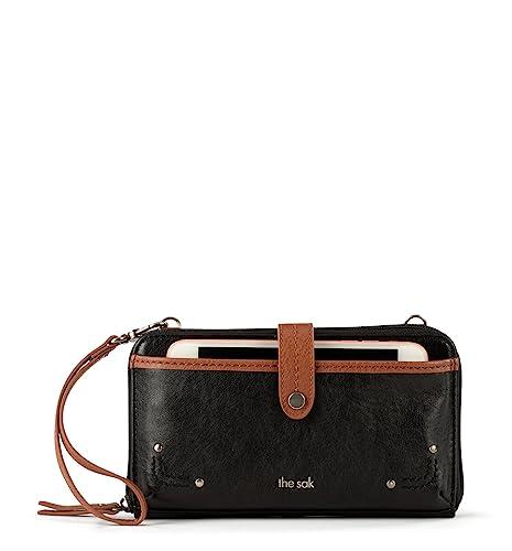 The Sak Iris Smartphone Crossbody Purse - Women's Cellphone Bag & Wallet For Everyday - Convertible Wristlet With Zipper in Black Oynx/Leather
