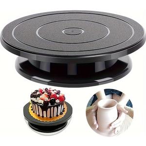 Cake Turntable, 11''Cake Stand Decorating Bakery Supplies, Turnable Painting Turn Table Stand for Pastries, Cupcakes and Cake Decorations (Black, Small Turntable 1PCS)