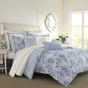 Laura Ashley Home - Throw Pillow with Envelope Closure, Elegant Home Decor for Bed or Sofa (Mila Blue, 18" x 18")