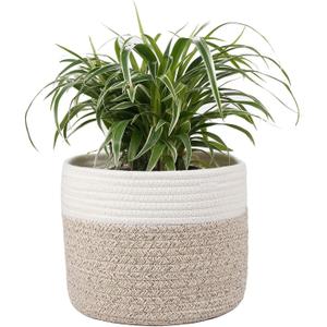 Woven Cotton Rope Plant Basket for 8" Flower Pot Small Basket for Plants Storage Organizer H7.5 x W8.5 (W 8.5"x H 7.5", A-khaki)