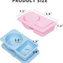 Stuuikf 2-Pack Silicone Snack Containers with Cutlery Strap & Double Compartment, Collapsible Box with Secure-Snap Lids for Travel, Office, Picnic (Blue & Pink)