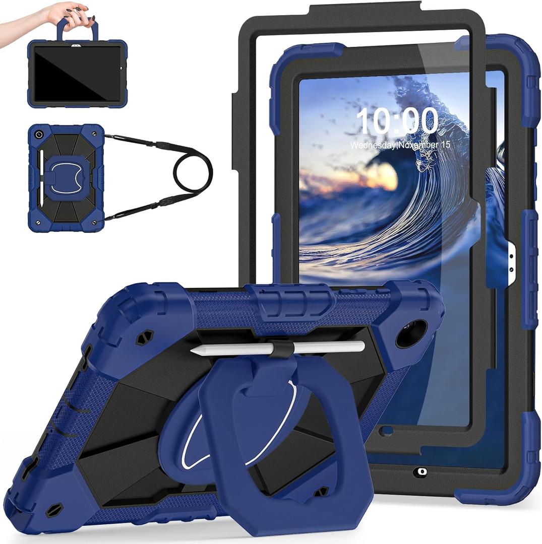 Case for Samsung Galaxy Tab A11+/A9+ Samsung A11 Plus/A9 Plus 11 Inch with Screen Protector/Rotating Stand/Pen Holder,Shockproof Cover for Galaxy Tab A11/A9 Plus Case,Navy Black