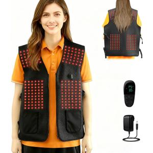 Red Light Therapy Vest for Back, Shoulder & Abdomen  384 Dual Wave LEDs (660nm & 850nm) Wearable Infrared Device for Pain Relief, Muscle Recovery, Postpartum Care & Period Cramps