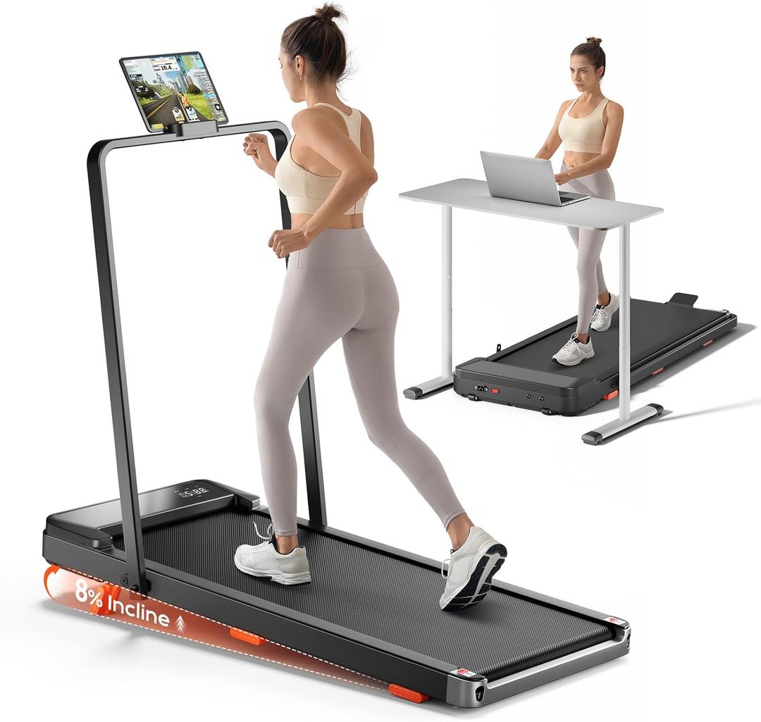 Walking Pad,Treadmill with Incline for Home Office, 2.5HP Portable Under Desk Treadmill with 265 Lbs Capacity,Remote Control, Led Display (Light Black)