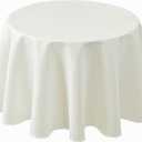 Biscaynebay Textured Fabric Round Tablecloths 70", Ivory Water Resistant Table Cloth Circle Folding Table Covers for Dining, Kitchen, Wedding, Parties etc. Machine Washable