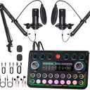 SkillDance Podcast Equipment Bundle for 2 with Soundboard & 2 Microphones, Plug-and-Play Setup for iPhone, Laptop & PC, Streaming & YouTube