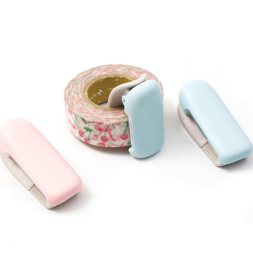 Washi Tape Cutter Set of 5, Mini Tape Dispenser, Portable Masking Tape Cutting Tool, Cute Washi Cutter Clip for Home Office School (Random Color)