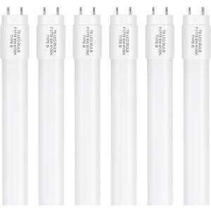 Type B F17T8/CW LED Replacement Bulbs, 24 Inch, 9 Watt, 4100K Cool White, T8 2FT LED Replacement Fluorescent, Double-End Powered, G13, 6 Pack