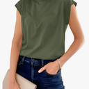 Cicy Bell Womens Cap Sleeve Cotton Tank Tops Summer Casual Loose Fit T Shirts Crew Neck Basic Tee, Size M