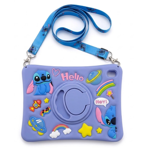 JoySolar for iPad 11th A16 Case 11 inch  for iPad 10th Gen 10.9 inch Soft Silicone Cute Cartoon Tablet Case with Rotating Stand & Detachable Shoulder Strap, Shockproof Cover for Kids Boys Girls, Blue