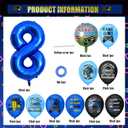 2 x Blue 8th Video Game Birthday Party Decoration Balloons Game on Party Supplies Set Include Happy Birthday Banner Foil Balloon Latex Balloon Ideal for Kids Boys Party Room Activities Decor