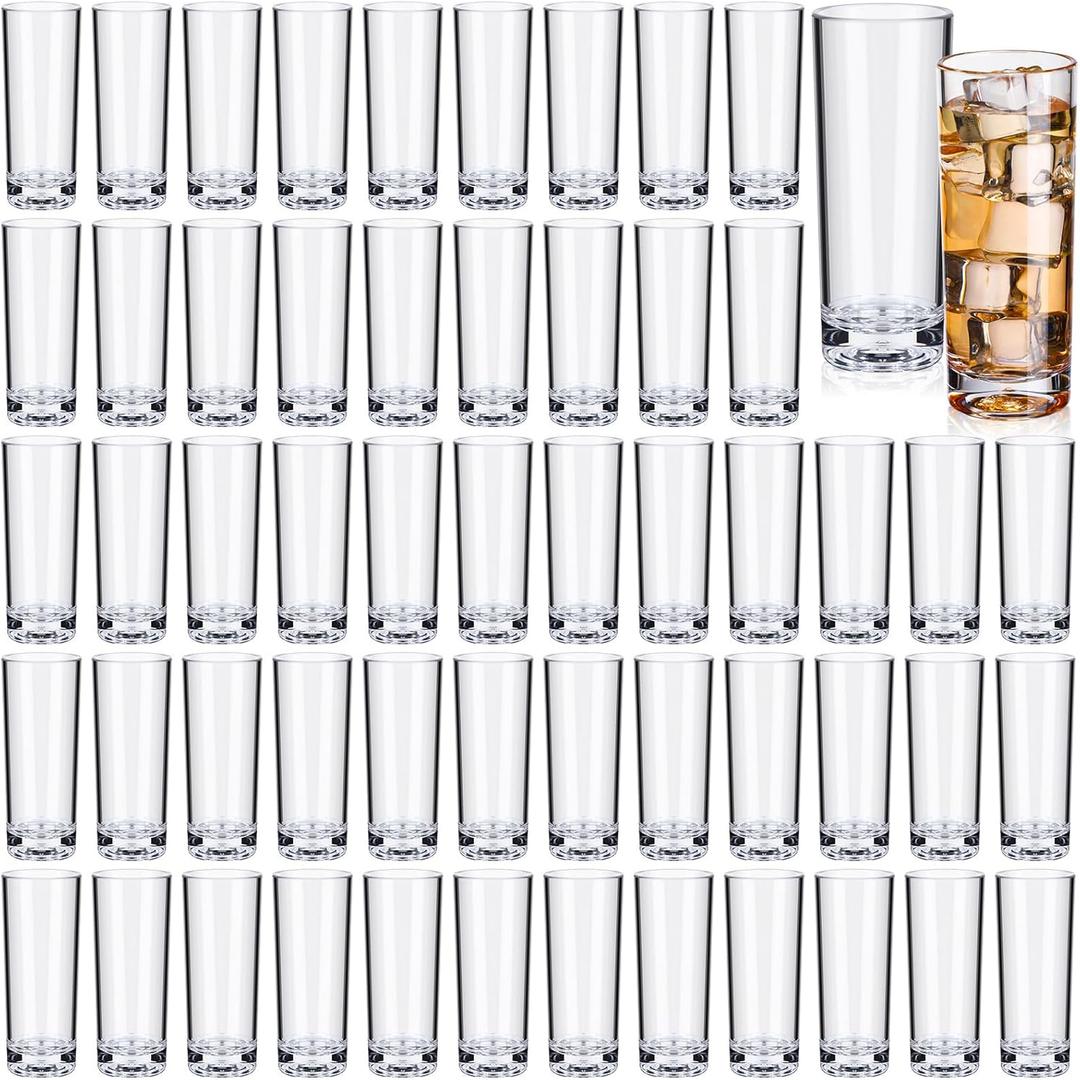 72 Pcs Shot Glasses Set 2.2 oz Mini Shot Cup Bulk, Clear Plastic Unbreakable Base Plastic Glass for Custom, Birthday Wedding Guest Gift (Tall)