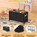 100L Large Kids Toy Box with Wheels, Toy Chest Storage Organizer for Toddlers, Boys, Girls, Toy Storage Bin for Stuffed Animals, PlayRoom, Bedroom, Nursery, Living Room, Black