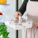 Amzcku Divided Serving Tray with Lid and Handle - Snackle Box Charcuterie Container for Portable Snack Platters - Clear Organizer for Candy, Fruits, Nuts, Snacks - Perfect for Party, Entertaining (1 pack 8 Compartments)