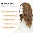AISI HAIR 18 inch Caramel Highlight Brown Wig for Women Medium Length Wave Curly Glueless Synthetic Heat Resistant Hair Wigs for Daily Party Cosplay