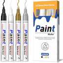 SAKEYR Paint Pens-4 Colors Permanent Oil Based Paint Markers, Quick Dry, Waterproof Paint Pen Markers for Metal, Plastic, Fabric, Wood, Glass, Rock
