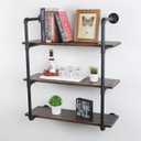 MBQQ Industrial Retro Pipe Shelf 30in 3 Tier Wall Mounted,Rustic Floating Shelves,Farmhouse Kitchen Bar Shelving,Home Decor Book Shelves,DIY Bookshelf Hanging Wall Shelves,Black