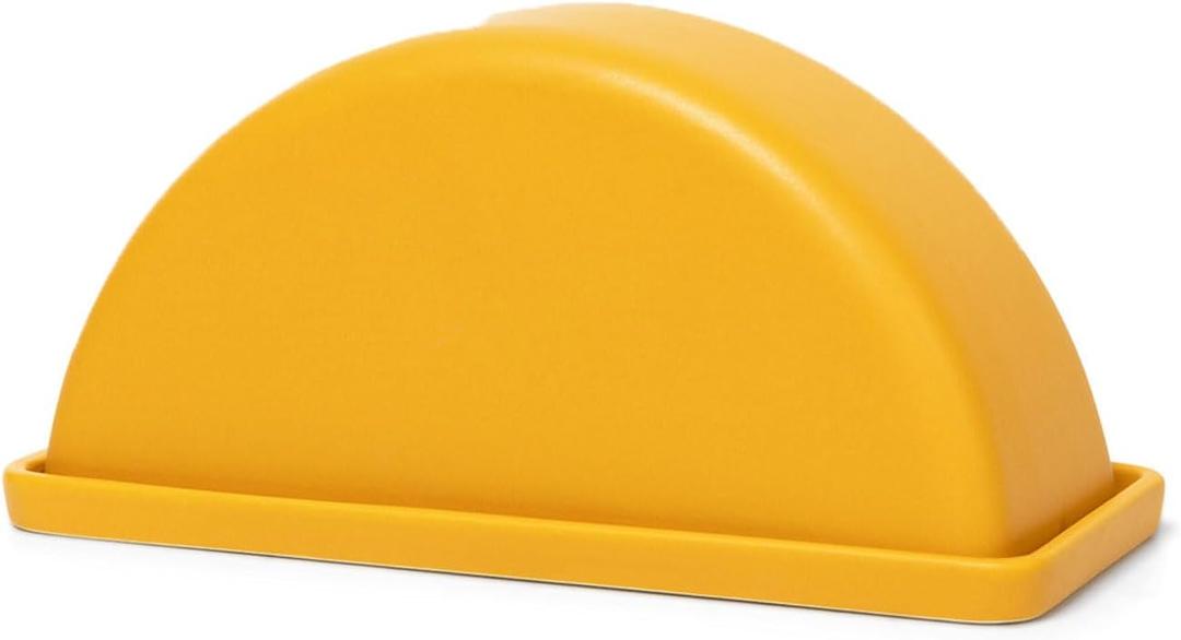 THE Butter Dish  Matte Ceramic Butter Keeper with Lid for Countertop Use  2-Piece Round Design for Standard Butter Sticks  Microwave & Dishwasher Safe (Mustard) (One Size)