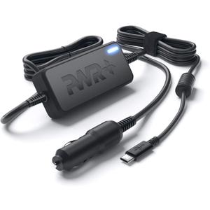 USB-C CAR Charger for Dell Latitude 5420 3520 5520 5510 7320 7520 7410 7420 9520 9510 Chromebook 3100 XPS 9370 9570 Laptop DC Adapter 90W 65W 45W 30W - UL Safety, Long Power Cord, Fast Charge